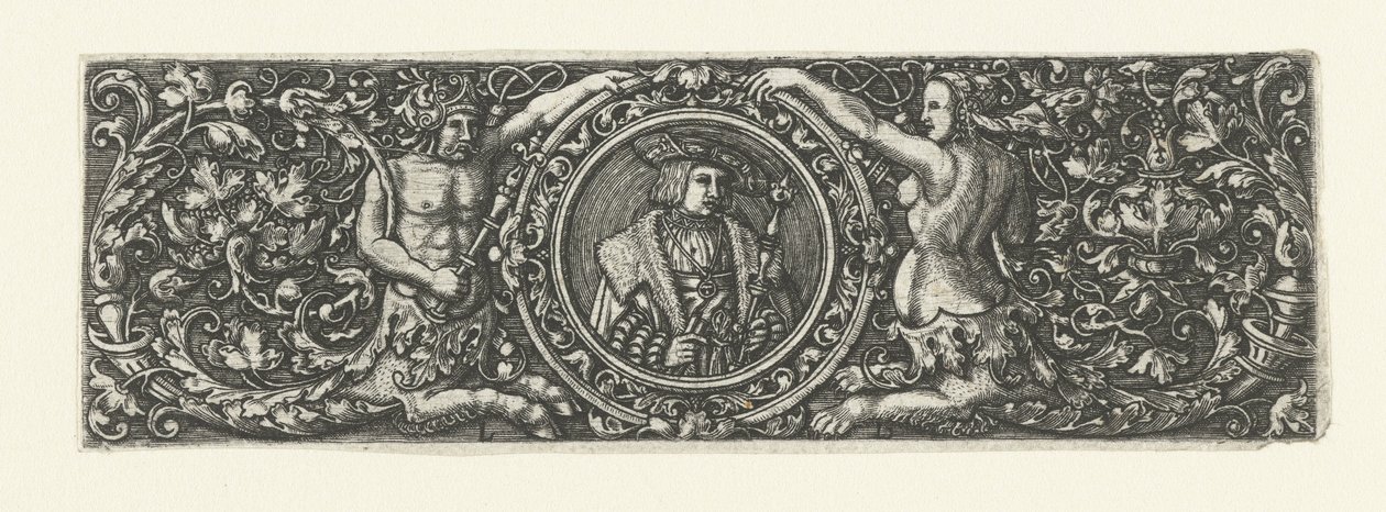 Friisi Maximilian I:n muotokuvalla medaljonissa tekijältä Monogrammist LB (Nederlanden)