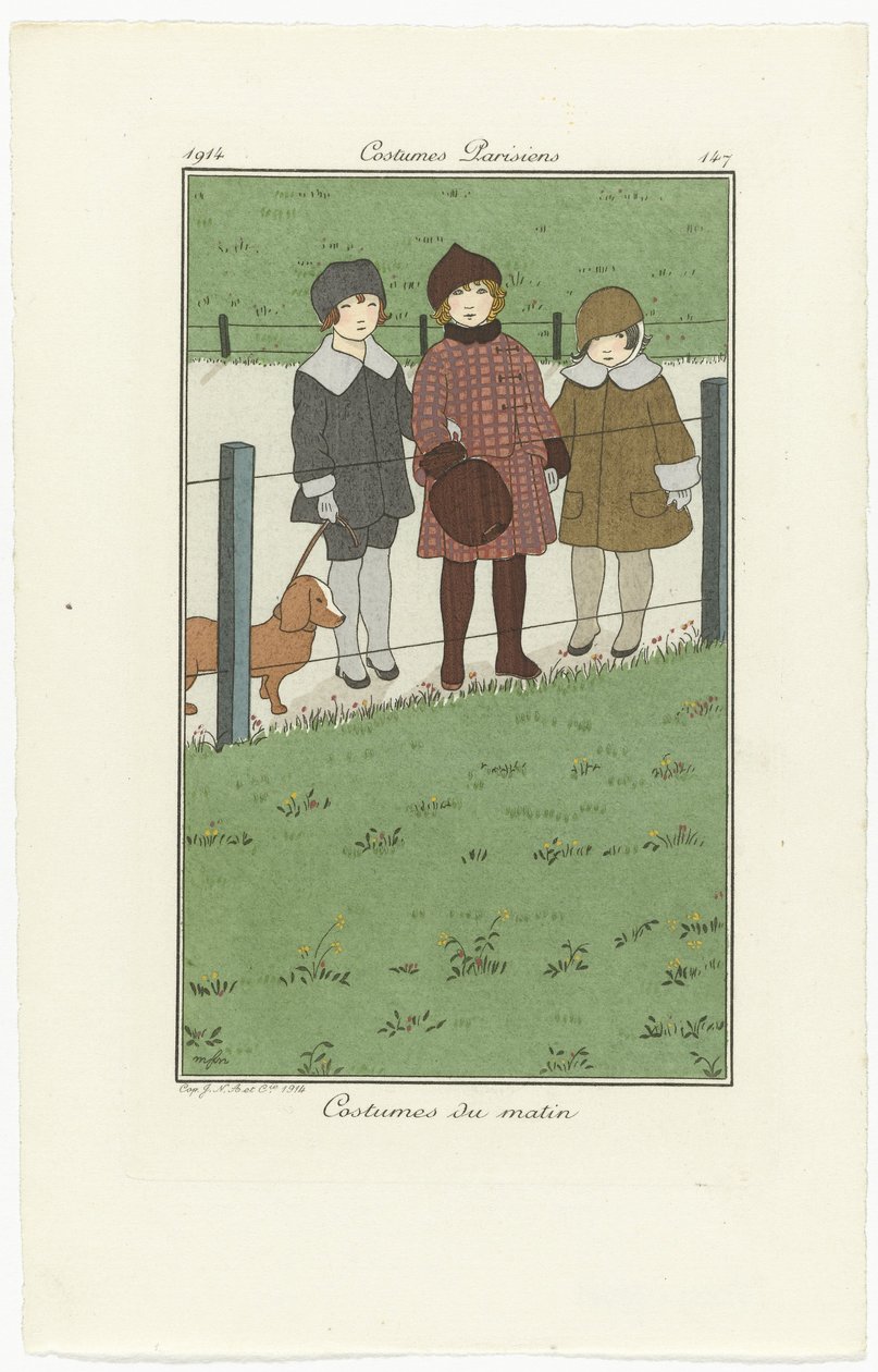 Journal des Dames et des Modes, Parisian Costumes, 1914, nro 147: Aamupuvut tekijältä Monogrammist MFN