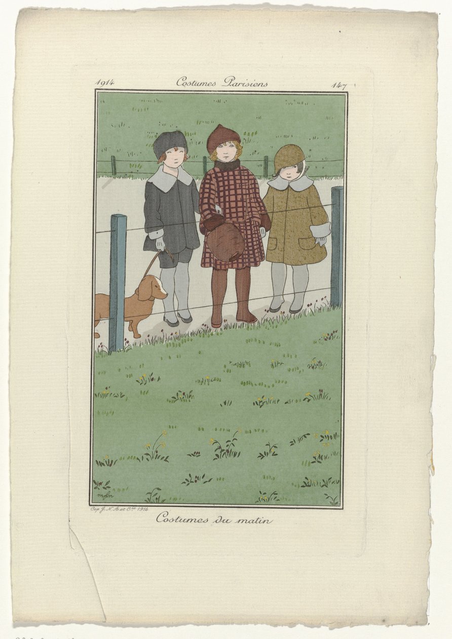 Journal des Dames et des Modes, Parisian Costumes, 1914, nro 147: Aamupuvut tekijältä Monogrammist MFN