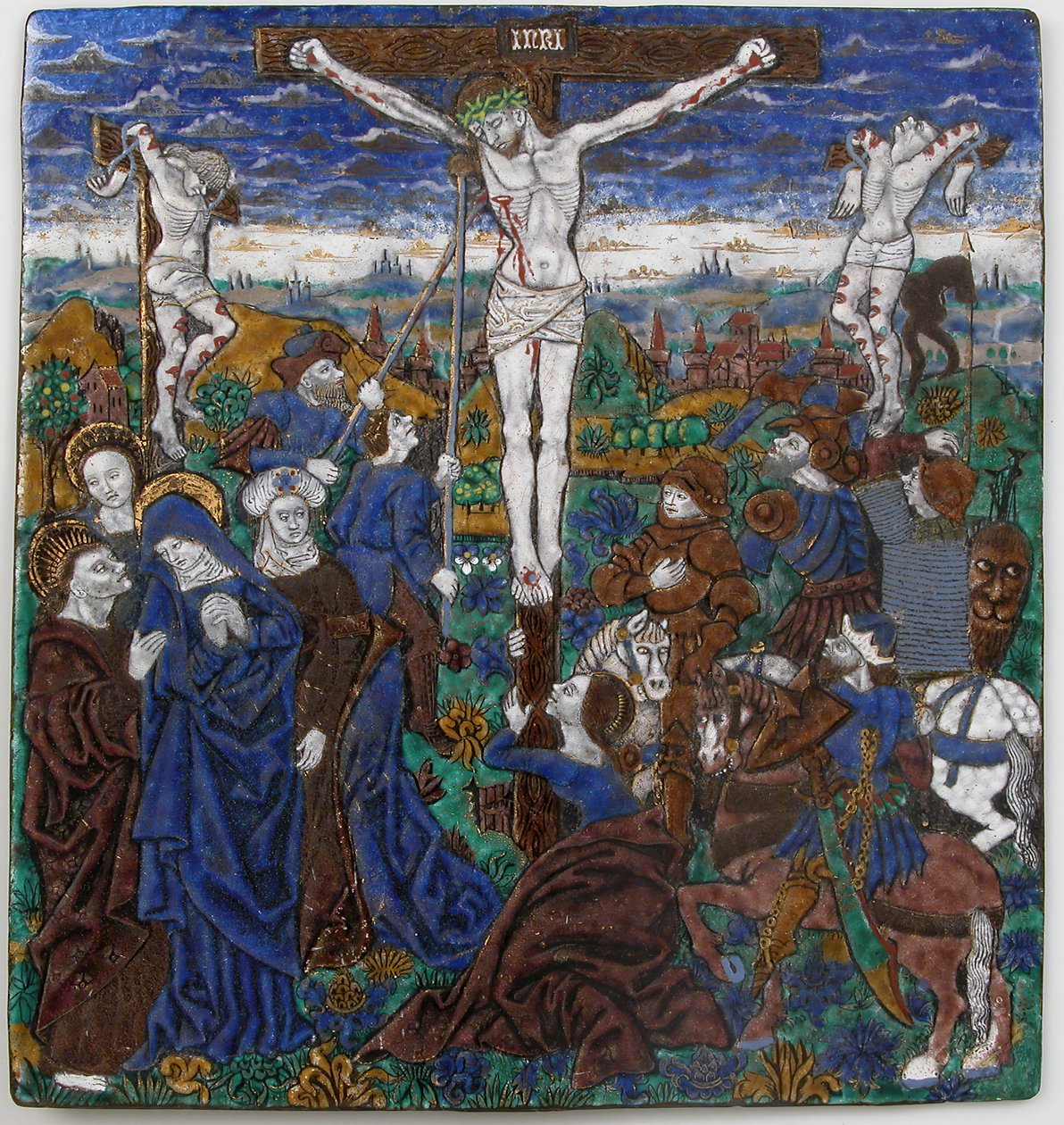 Muistolaatta ristiinnaulitsemisesta, ranska, 1400-luku. tekijältä Monvaerni
