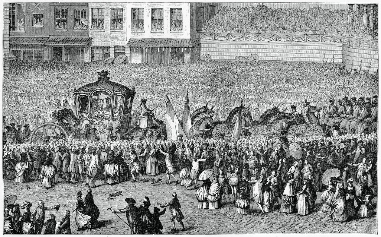 Hevoskärryt paraatissa, 1782, 1885. tekijältä Moreau