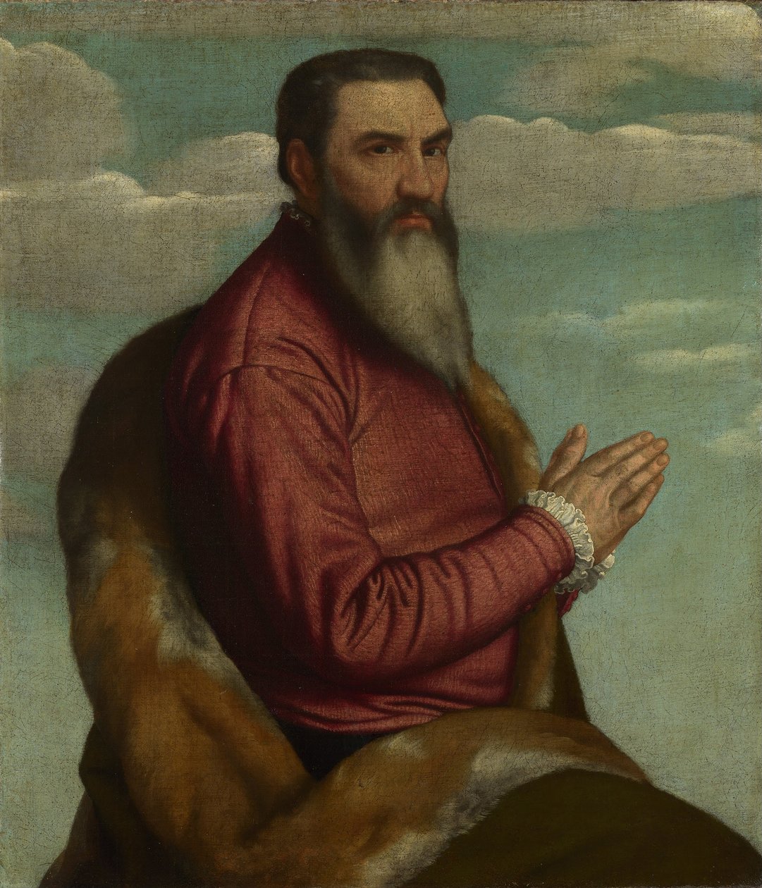 Rukoileva mies, jolla on pitkä parta, noin 1545 tekijältä Moretto da Brescia