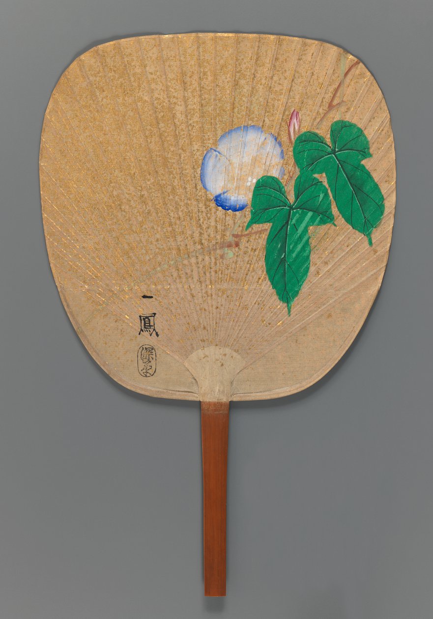 Morning Glory (recto), n. 1870 (muste, väri ja kultapilkku paperilla) tekijältä Mori Ippo
