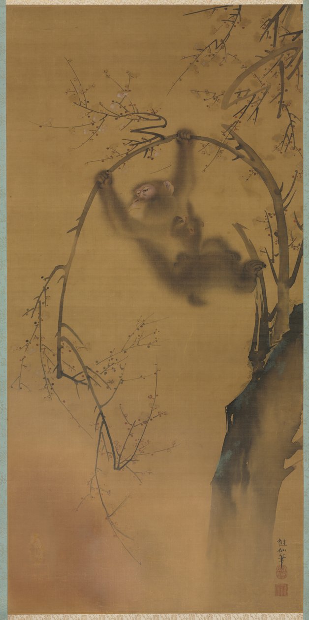 Apinat kirsikkapuussa, Apinat kalliolla, 1615-1868. tekijältä Mori Sosen