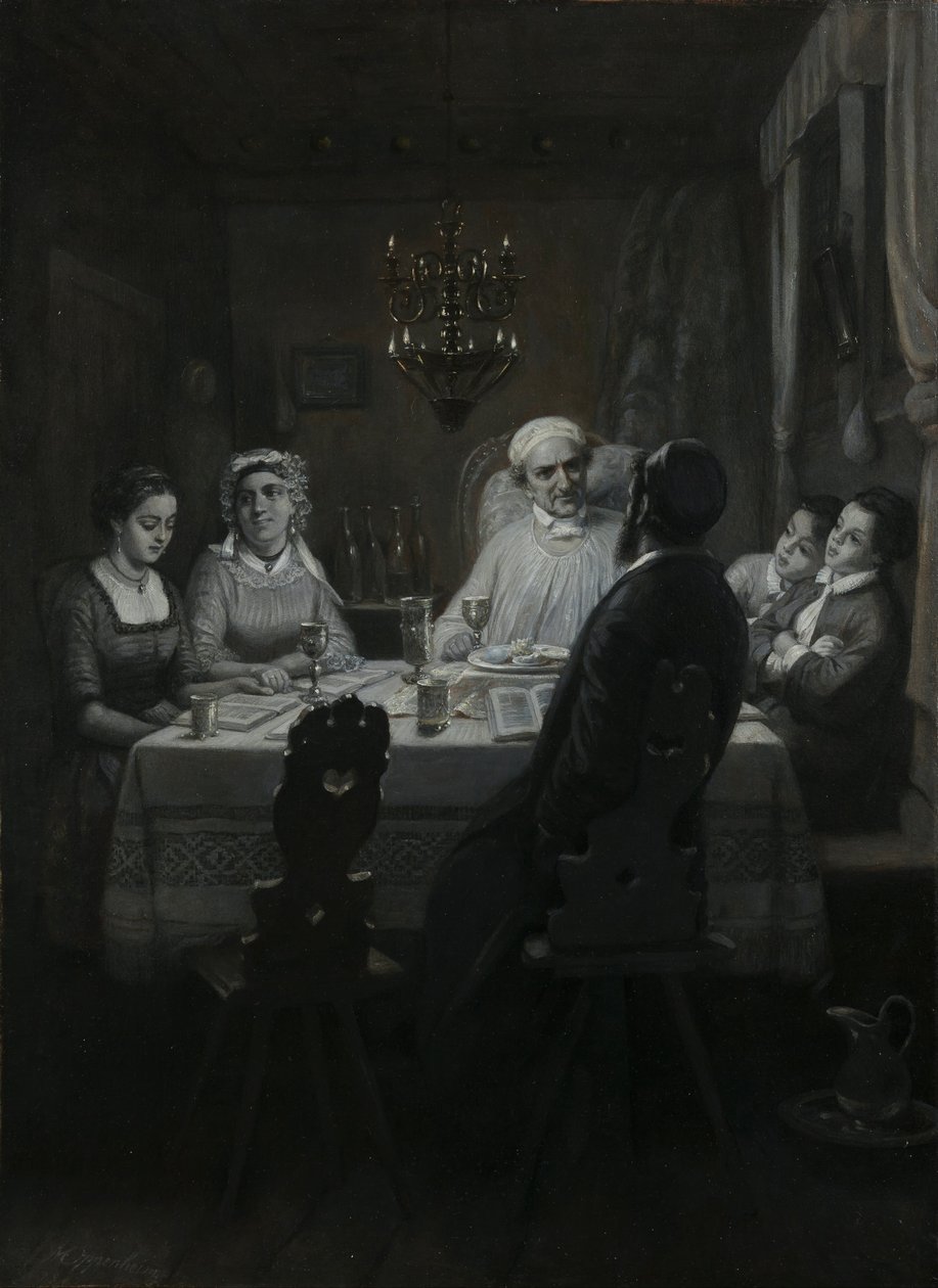 Seder (pääsiäisateria) (pääsiäisaamu) tekijältä Moritz Daniel Oppenheim