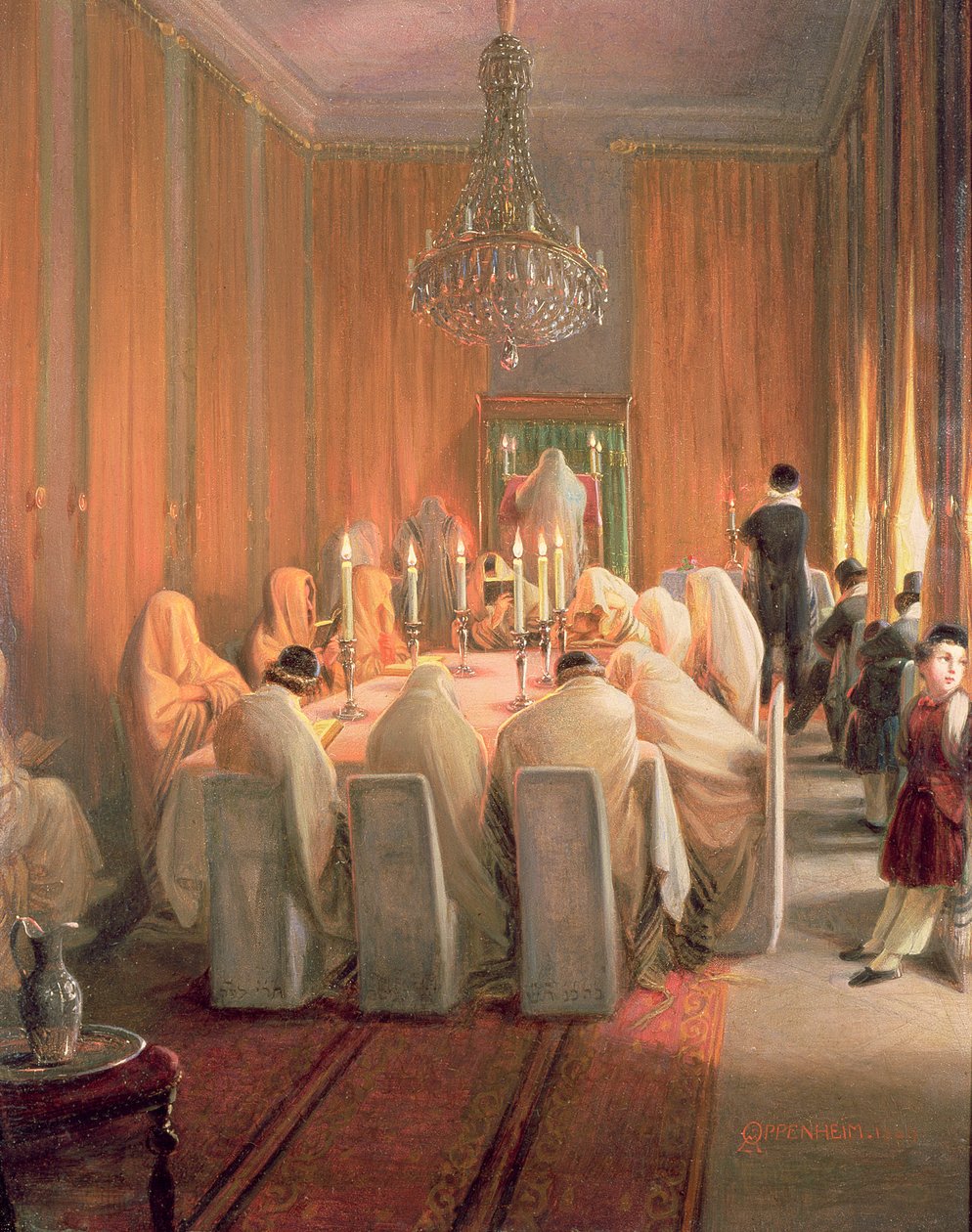 Rothschild-perhe rukouksessa tekijältä Moritz Daniel Oppenheim