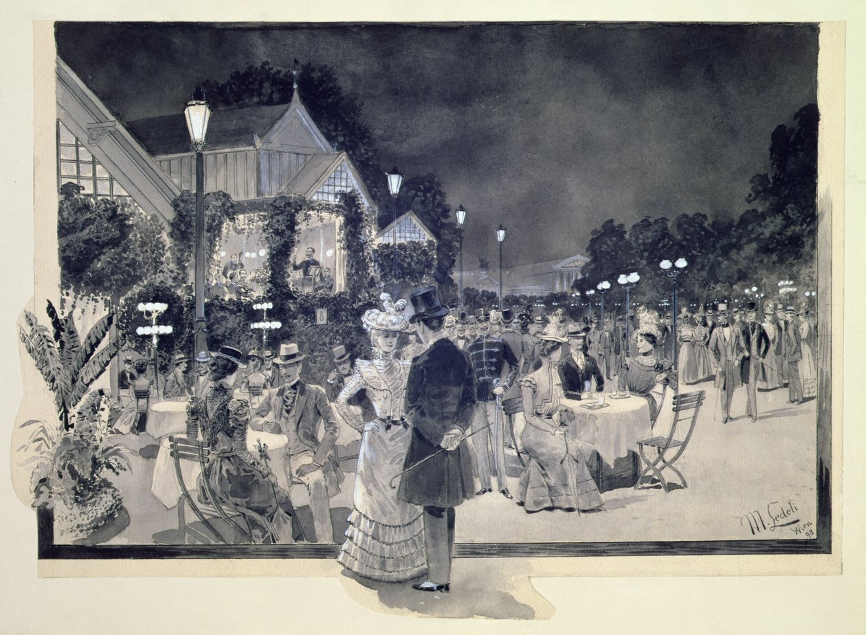 Julkisessa puutarhassa, Wien, 1893 (wc) tekijältä Moritz Ledeli