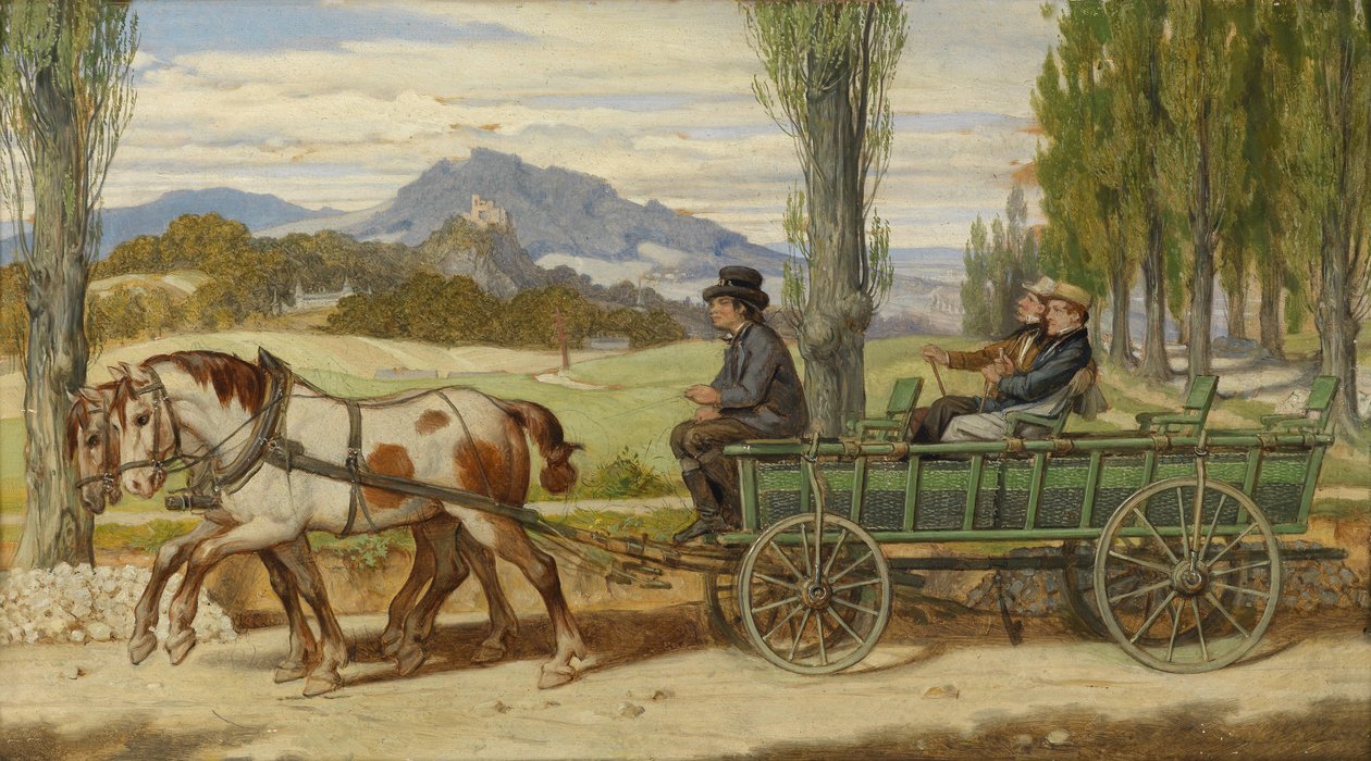 Schwind und Bauernfeld auf einem Leiterwagen tekijältä Moritz Ludwig von Schwind