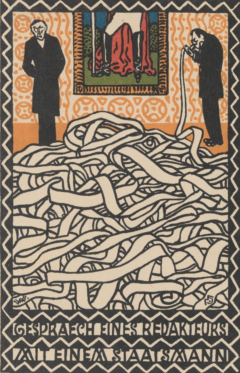Toimittajan keskustelu valtiomiehen kanssa Toimittajan konservointi valtiomiehen kanssa, 1907. tekijältä Moritz Jung