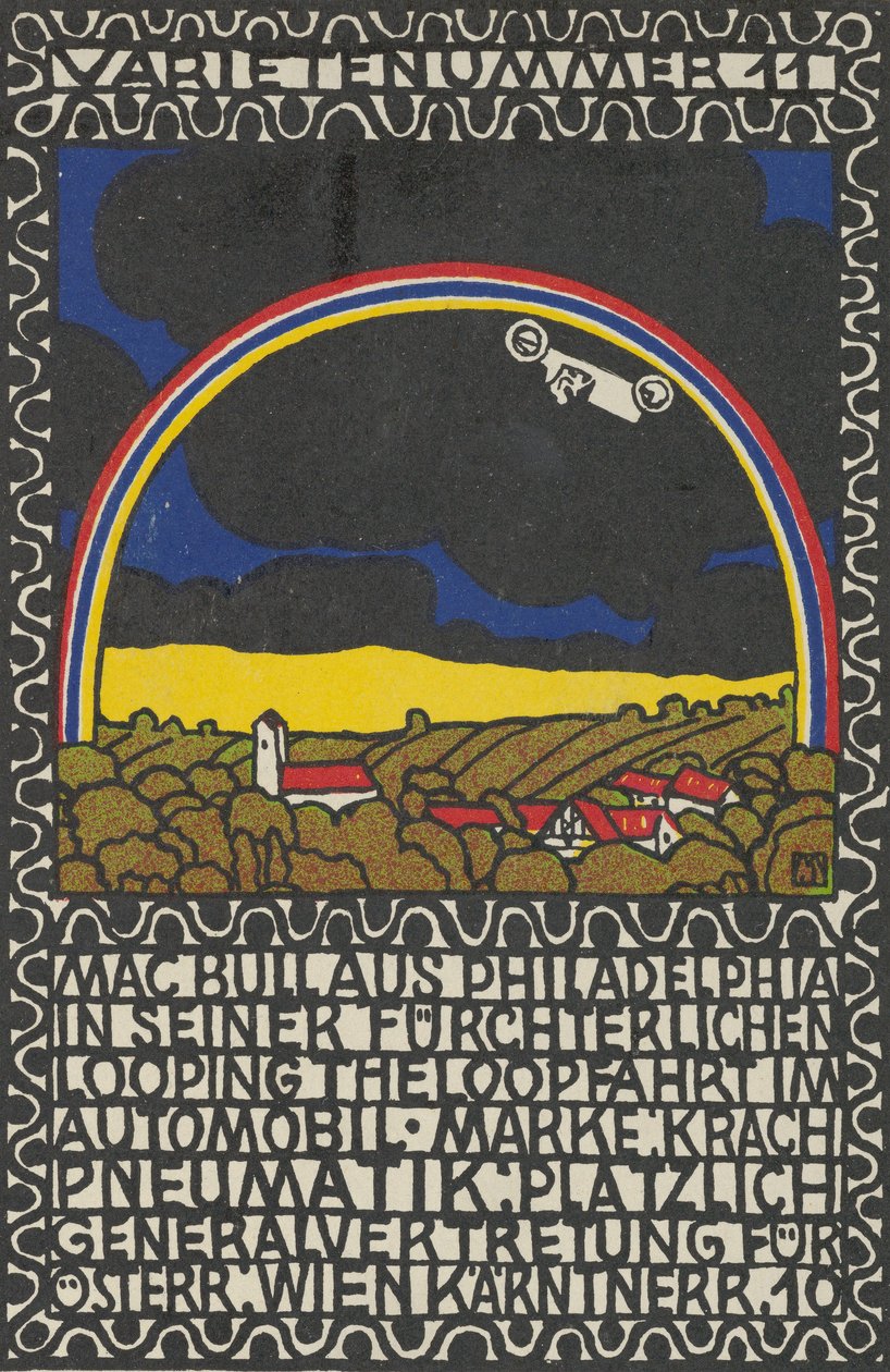 Variety Act 11: Mac Bull Philadelphiasta kauhistuttavassa Loop-the-Loop -matkassaan autossaan..., 1907. tekijältä Moritz Jung