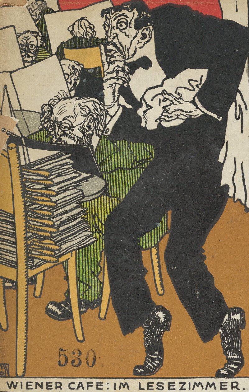 Wieniläinen kahvila: Lukusalissa Wiener Café: Im Lesezimmer, 1911. tekijältä Moritz Jung