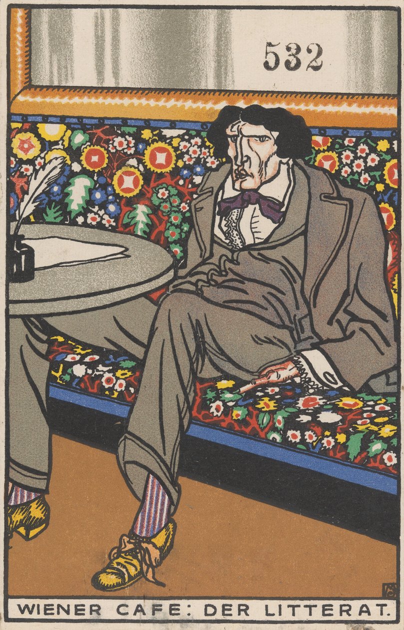 Wieniläinen kahvila: Kirjeiden mies Wieniläinen kahvila: Der Litterat, 1911. tekijältä Moritz Jung