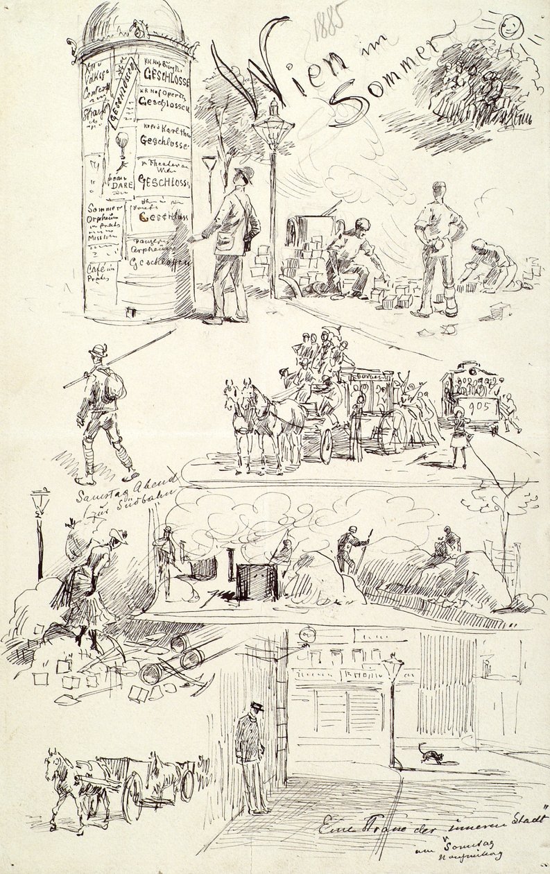 Wieniläiset tyypit 1885 (Wien kesällä) tekijältä Moritz Ledeli