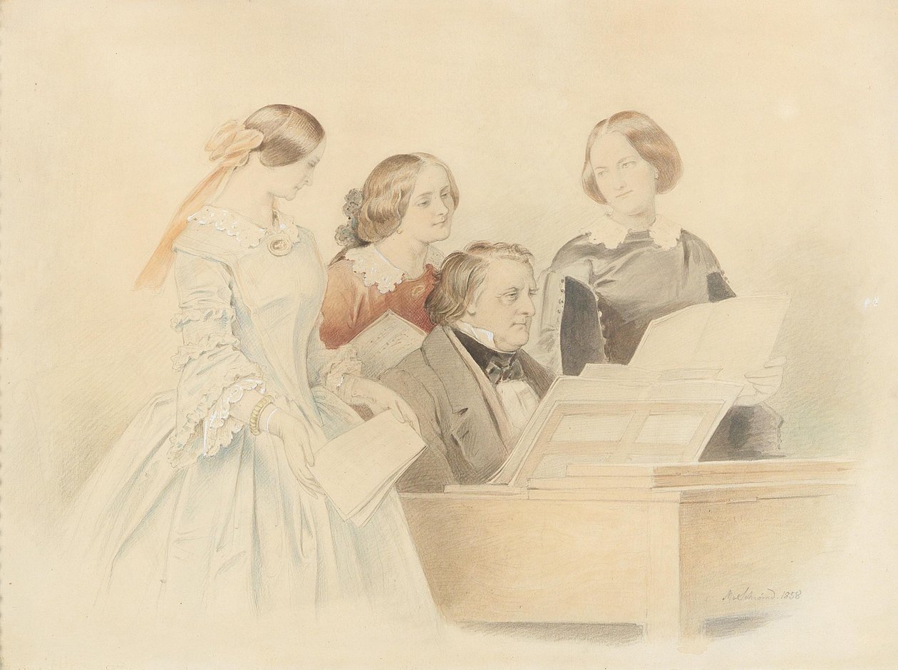 Harjoitus Franz Lachnerin kanssa, 1858. tekijältä Moritz Ludwig von Schwind