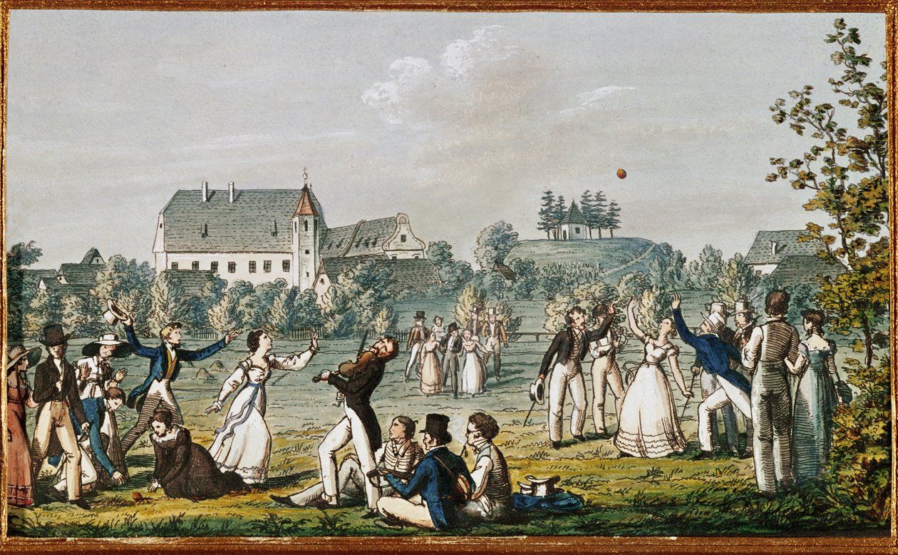 Pallopeli Atzenbruggissa... (etsaus) tekijältä Moritz Ludwig von Schwind
