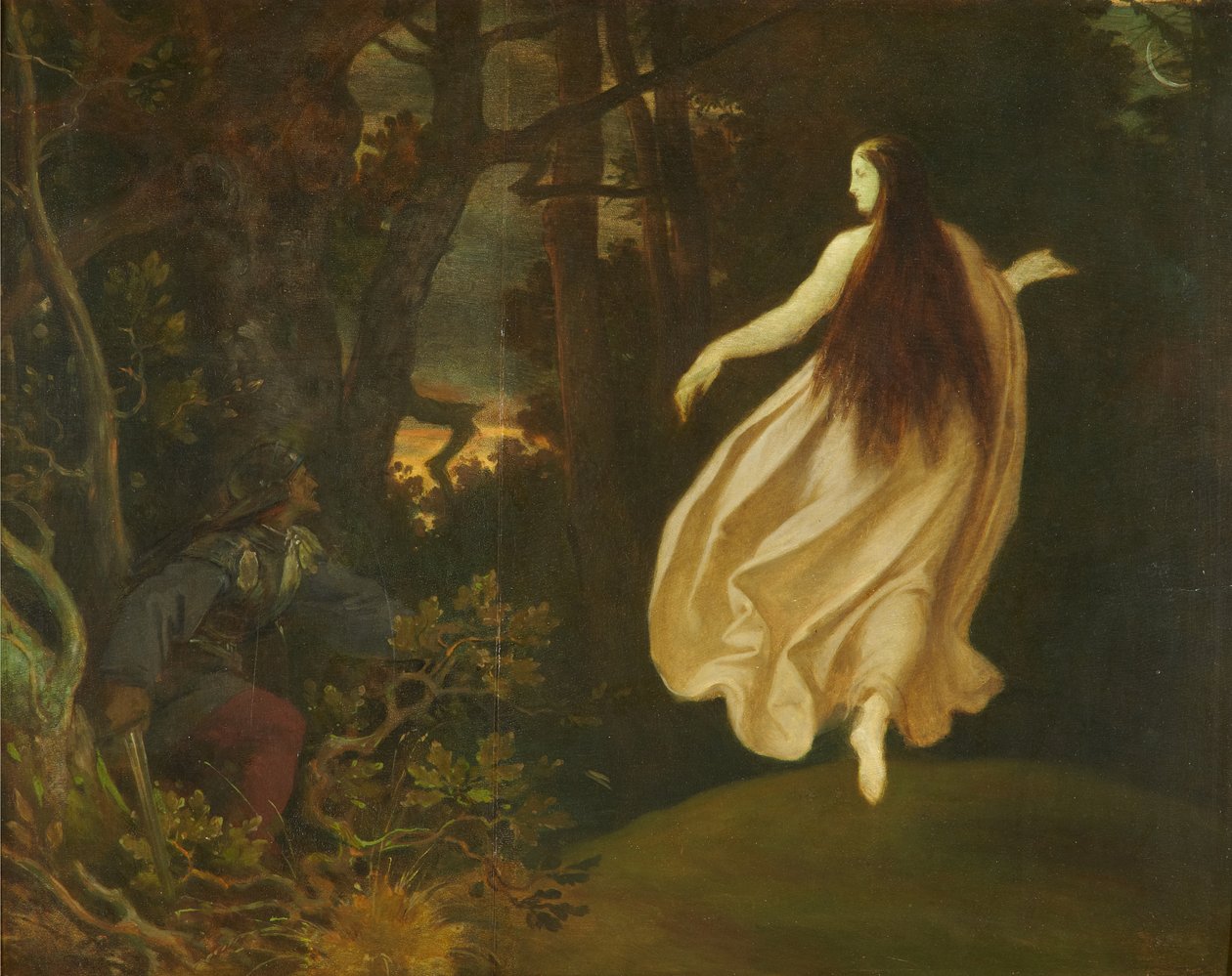 Ilmiö metsässä (elokuvasta Ruusunen), ennen vuotta 1858 (öljy puulle). tekijältä Moritz Ludwig von Schwind