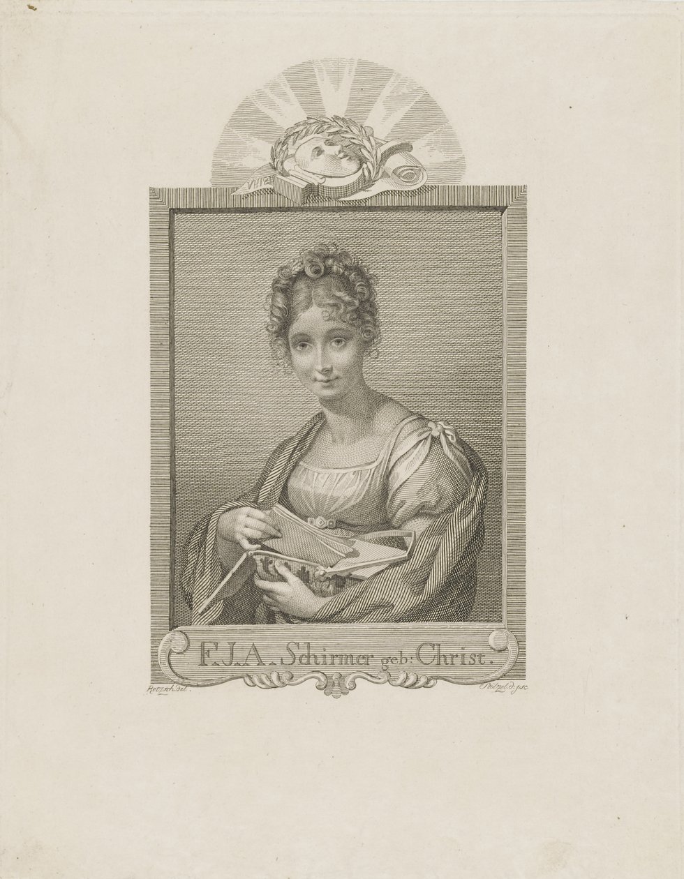 Näyttelijä Friederike Schirmerin muotokuva, os. Christ 1785-1833, n. 1830 tekijältä Moritz Retzsch