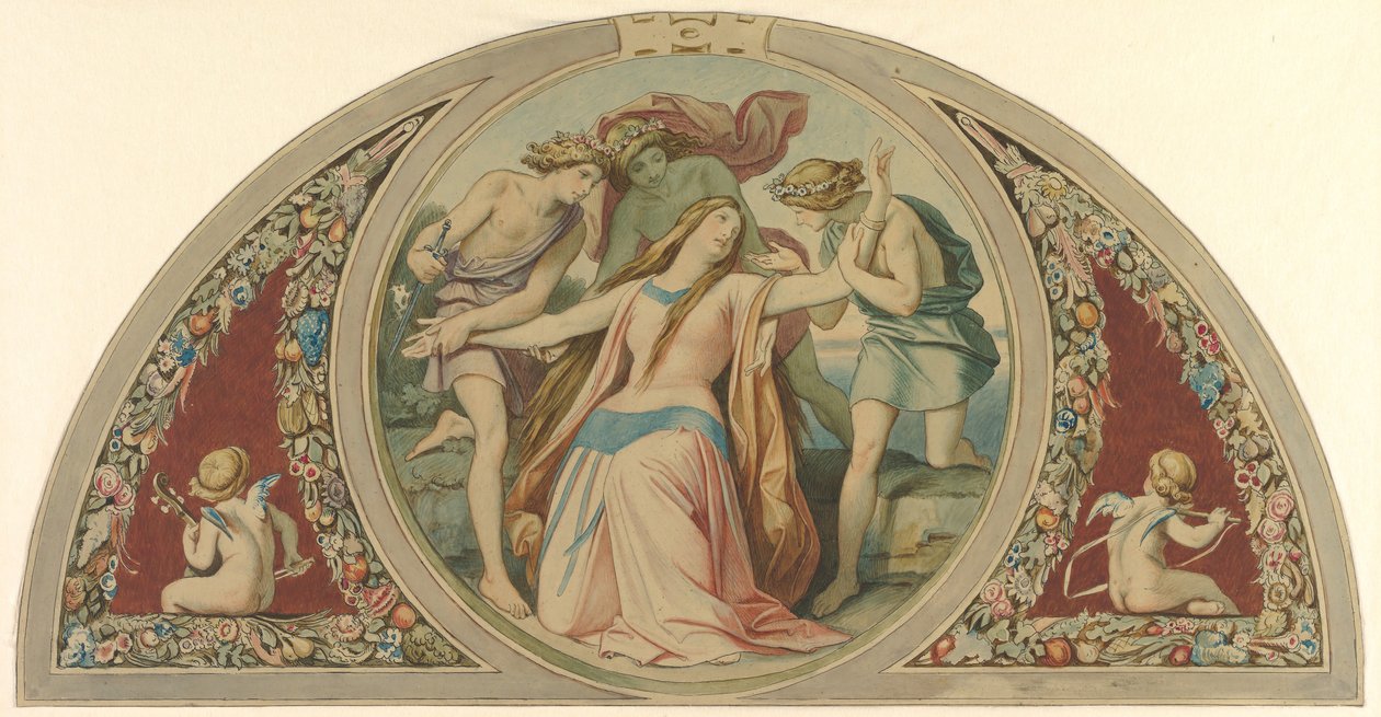 Kolme poikaa pelastaa epätoivoisen Paminan itsemurhasta, 1864. tekijältä Moritz Ludwig von Schwind