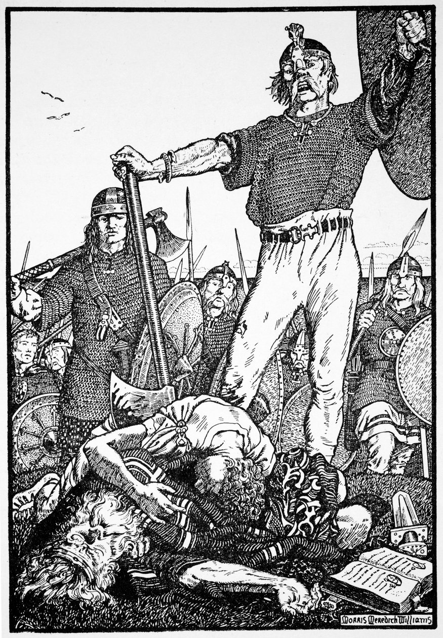 Brian Boru kuoli Clontarfin taistelussa Irlannissa 1014 1913. tekijältä Morris Meredith Williams