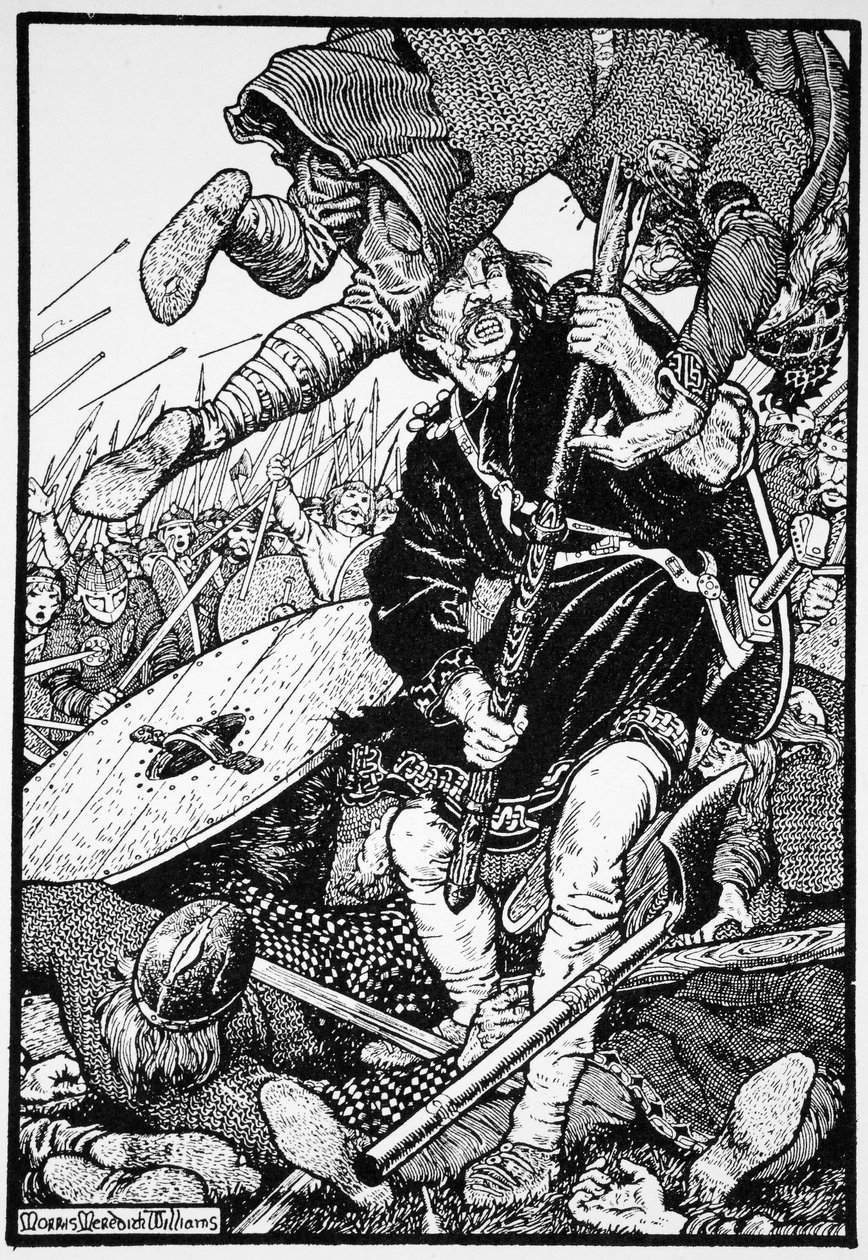 Thorolf surmaa Earl Hringin Brunanburghissa vuonna 1913. tekijältä Morris Meredith Williams