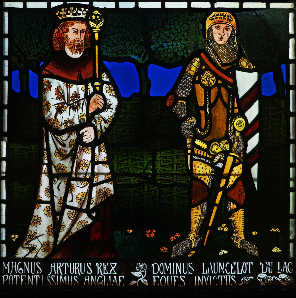 Kuningas Arthur ja Sir Lancelot, 1862. tekijältä Morris and Co.