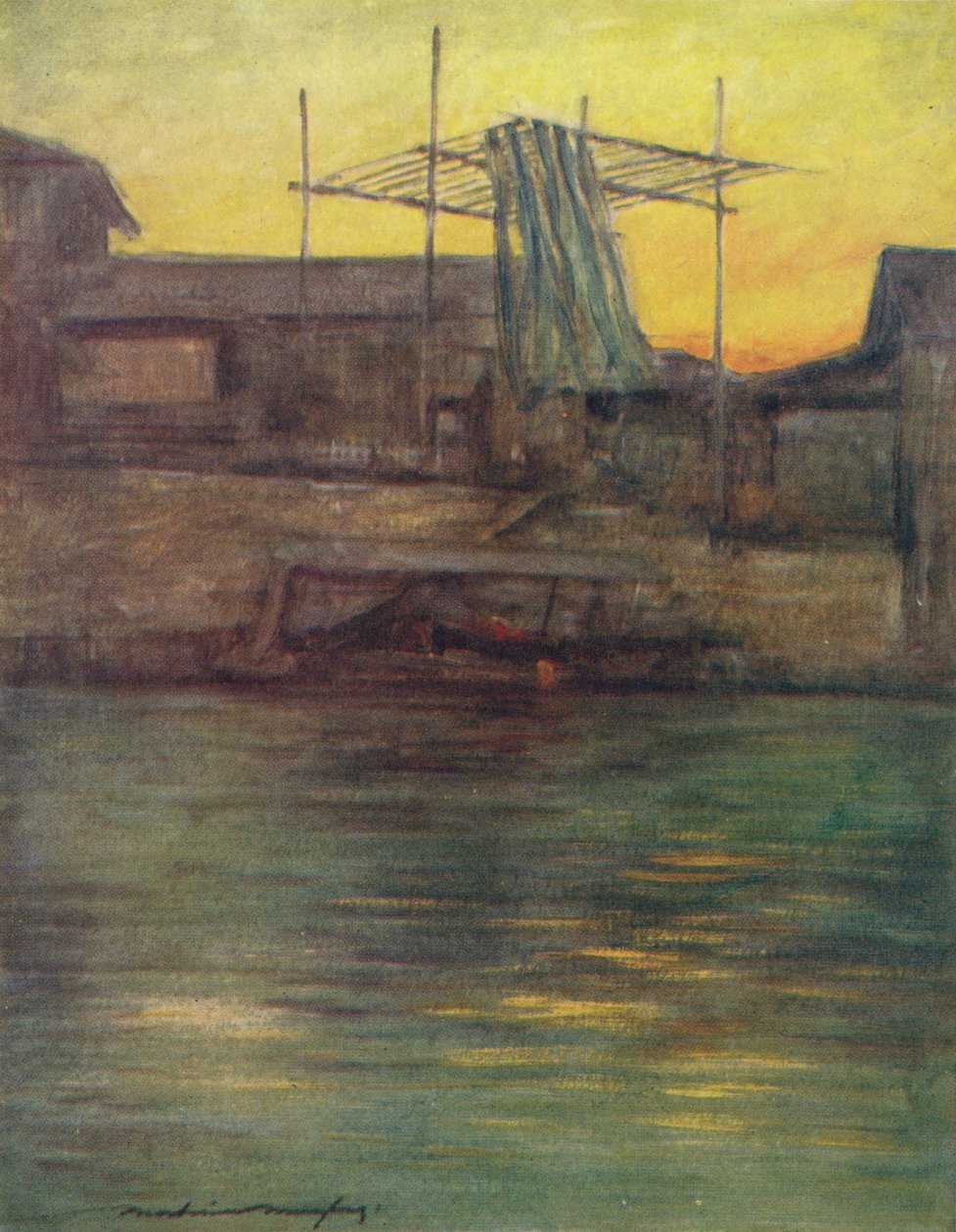 "A Back Canal, Osaka", c1887, 1901 tekijältä Mortimer L Menpes
