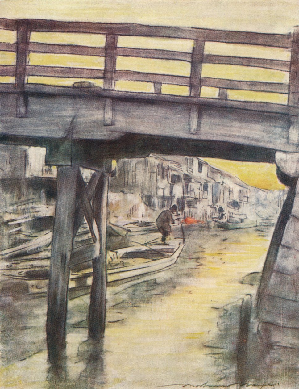 "Kanava Osakassa", c1887, 1901 tekijältä Mortimer L Menpes
