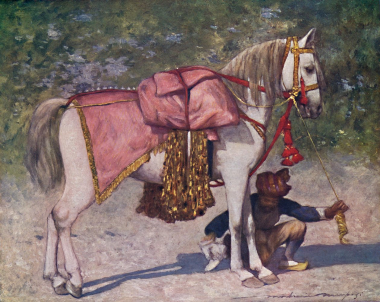 "Kuuluisa led-hevonen Cutchin raon seurassa", 1903 tekijältä Mortimer L Menpes