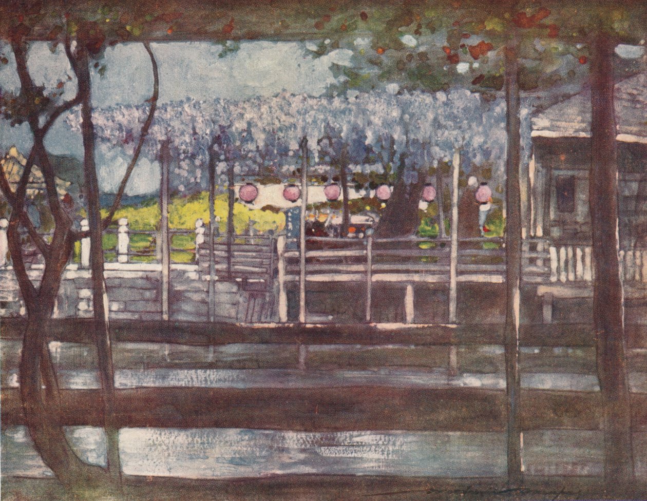 "A Wisteria Garden", c1887, 1901 tekijältä Mortimer L Menpes