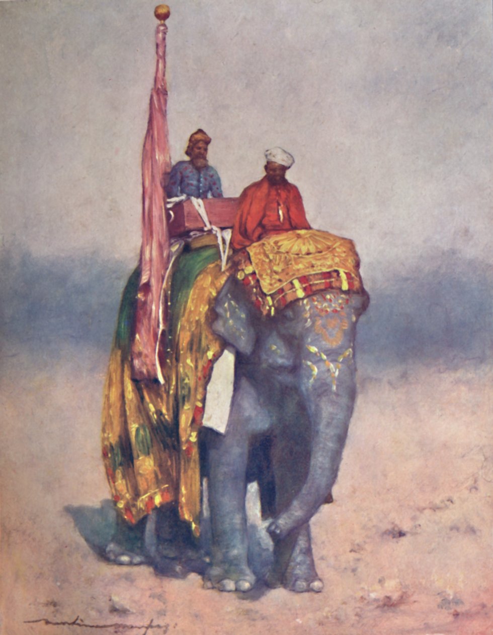 "Elefantti Rajputanan hiekkaisista jätteistä", 1903 tekijältä Mortimer L Menpes
