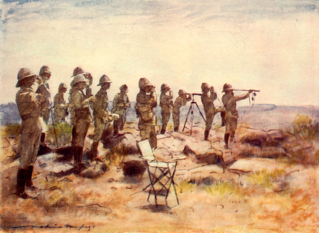 "Lord Roberts ja esikunta katsomassa Osfonteinin taistelua", 1900, 1901. tekijältä Mortimer L Menpes