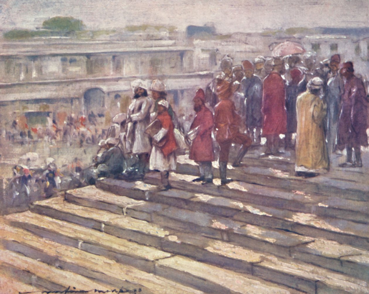 Jumma Masjidin portailla, 1903 tekijältä Mortimer L Menpes
