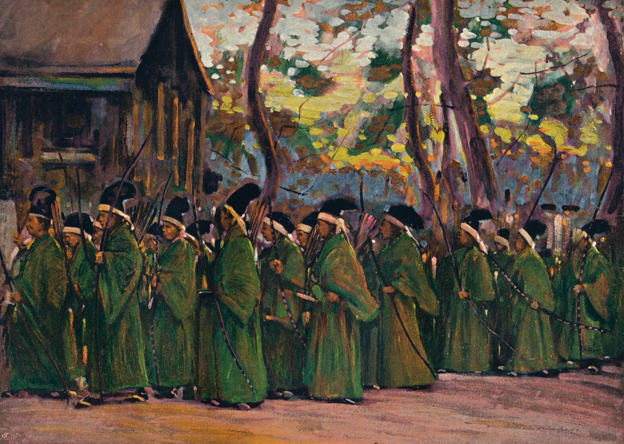 Jousimiesten kulku Kiotossa, n. 1897 tekijältä Mortimer L Menpes