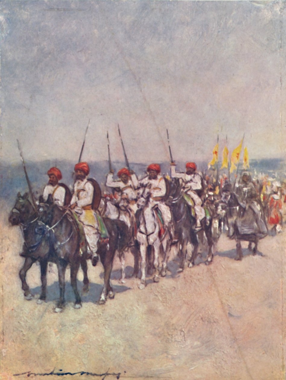 "Keihäänkannattimet Cutchista", 1903 tekijältä Mortimer L Menpes