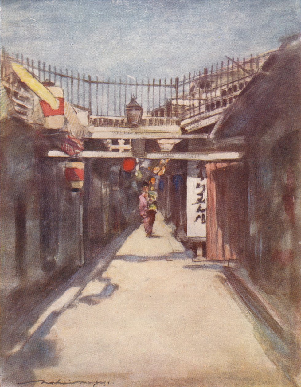 "Katu gallerialla", c1887, 1901 tekijältä Mortimer L Menpes
