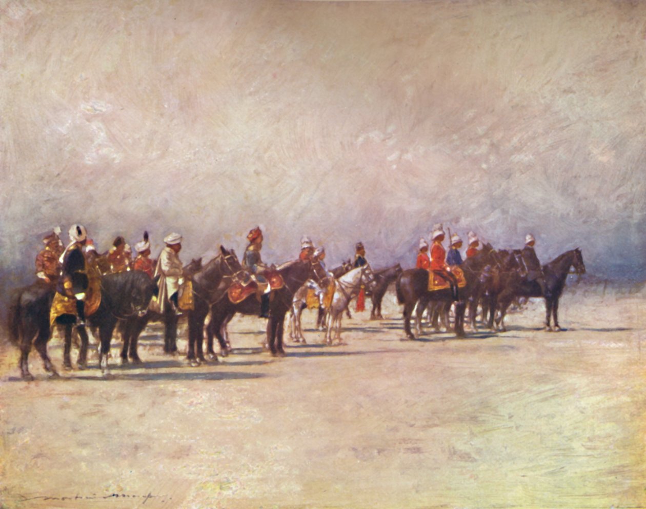 "Varakuningas arvioi joukkoja", 1903 tekijältä Mortimer L Menpes