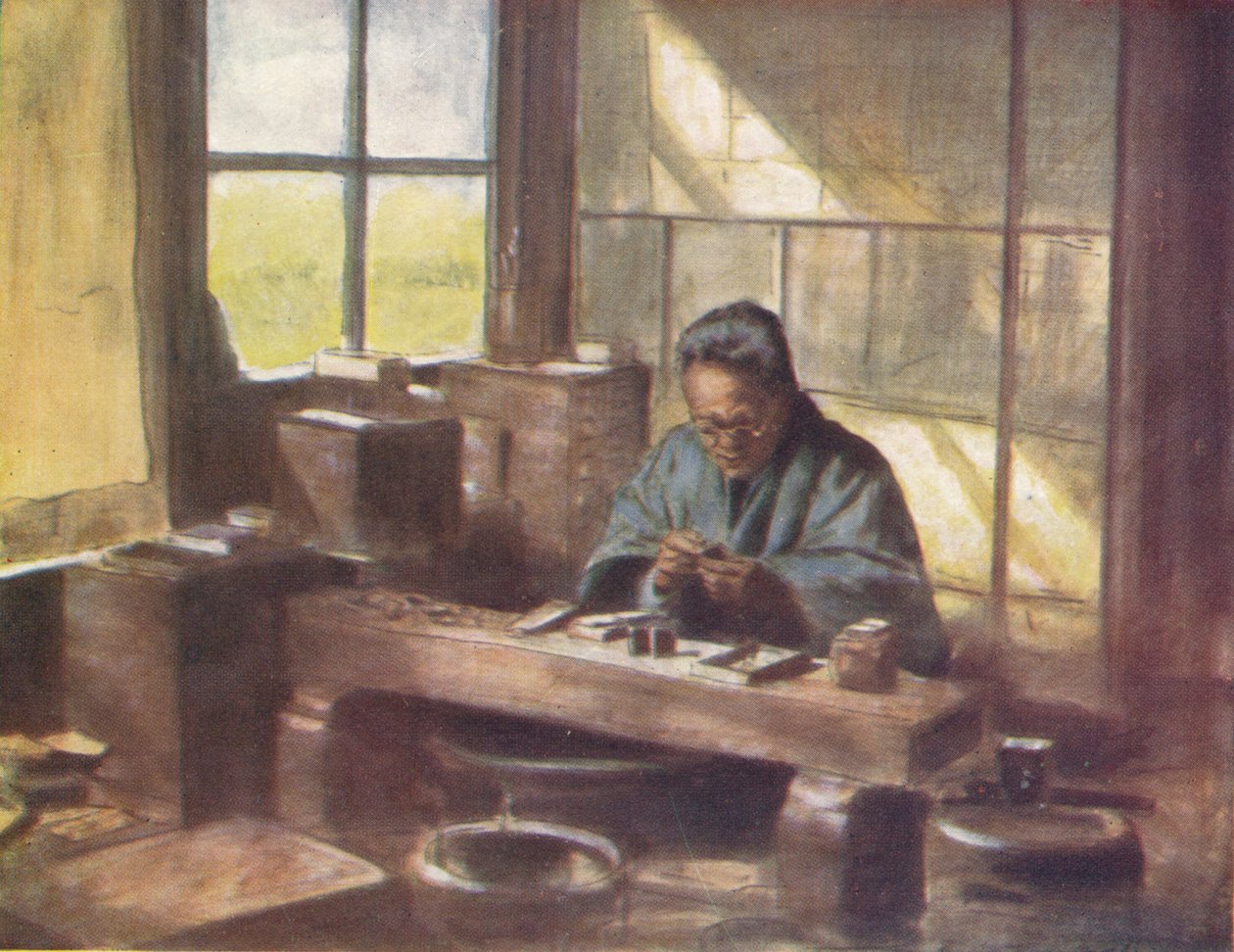 Cloissonnen työntekijä, c1887, 1901 tekijältä Mortimer Ludington Menpes