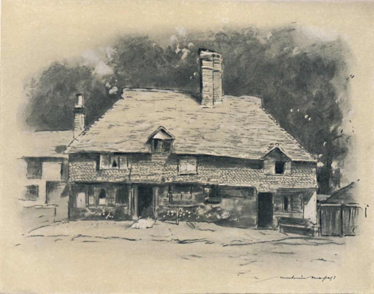 Mökki Surreyssa, 1903 tekijältä Mortimer Ludington Menpes