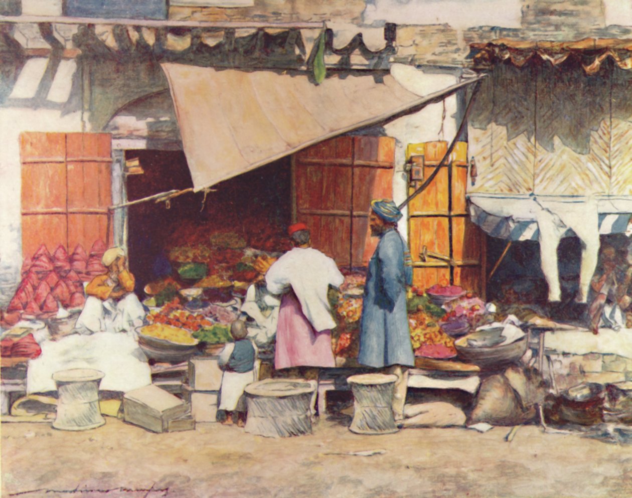 Hedelmäkioski, 1905 tekijältä Mortimer Ludington Menpes