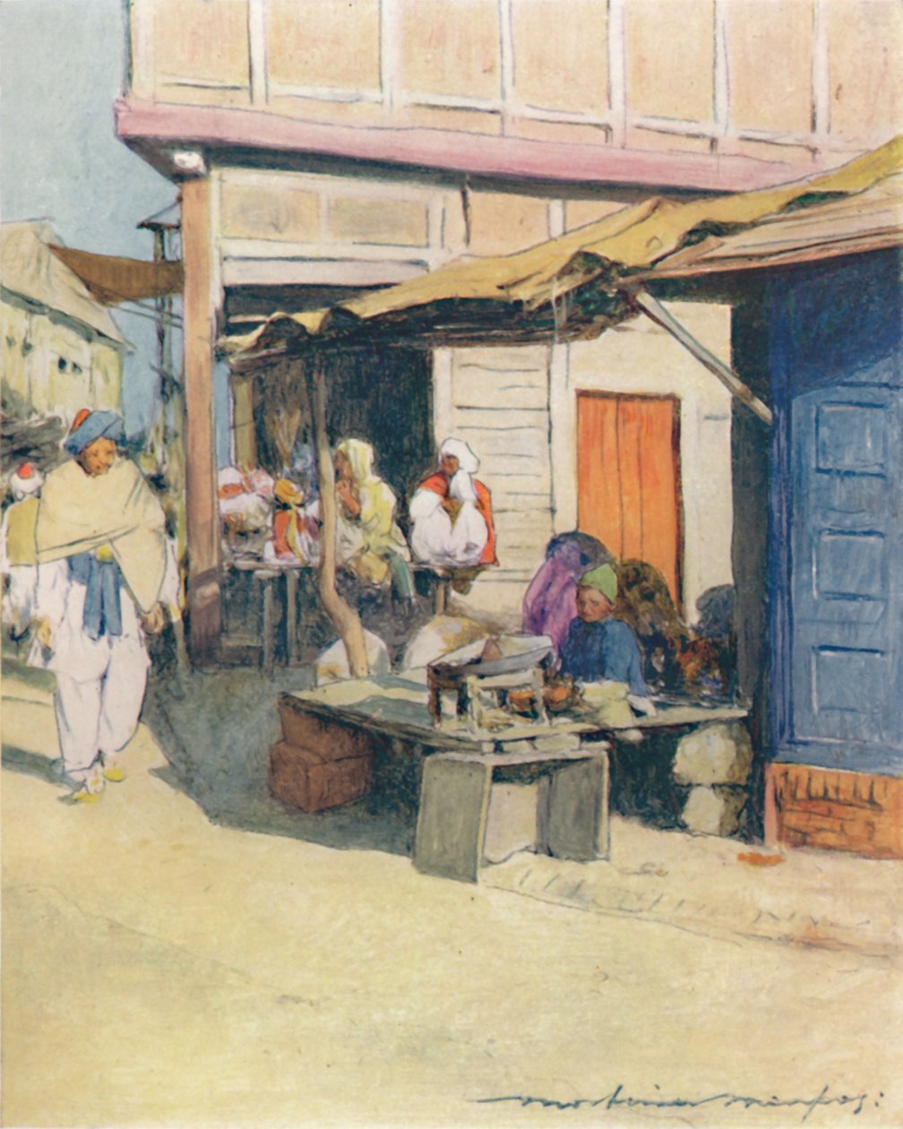 A Street Corner, Peshawur, 1905 tekijältä Mortimer Ludington Menpes