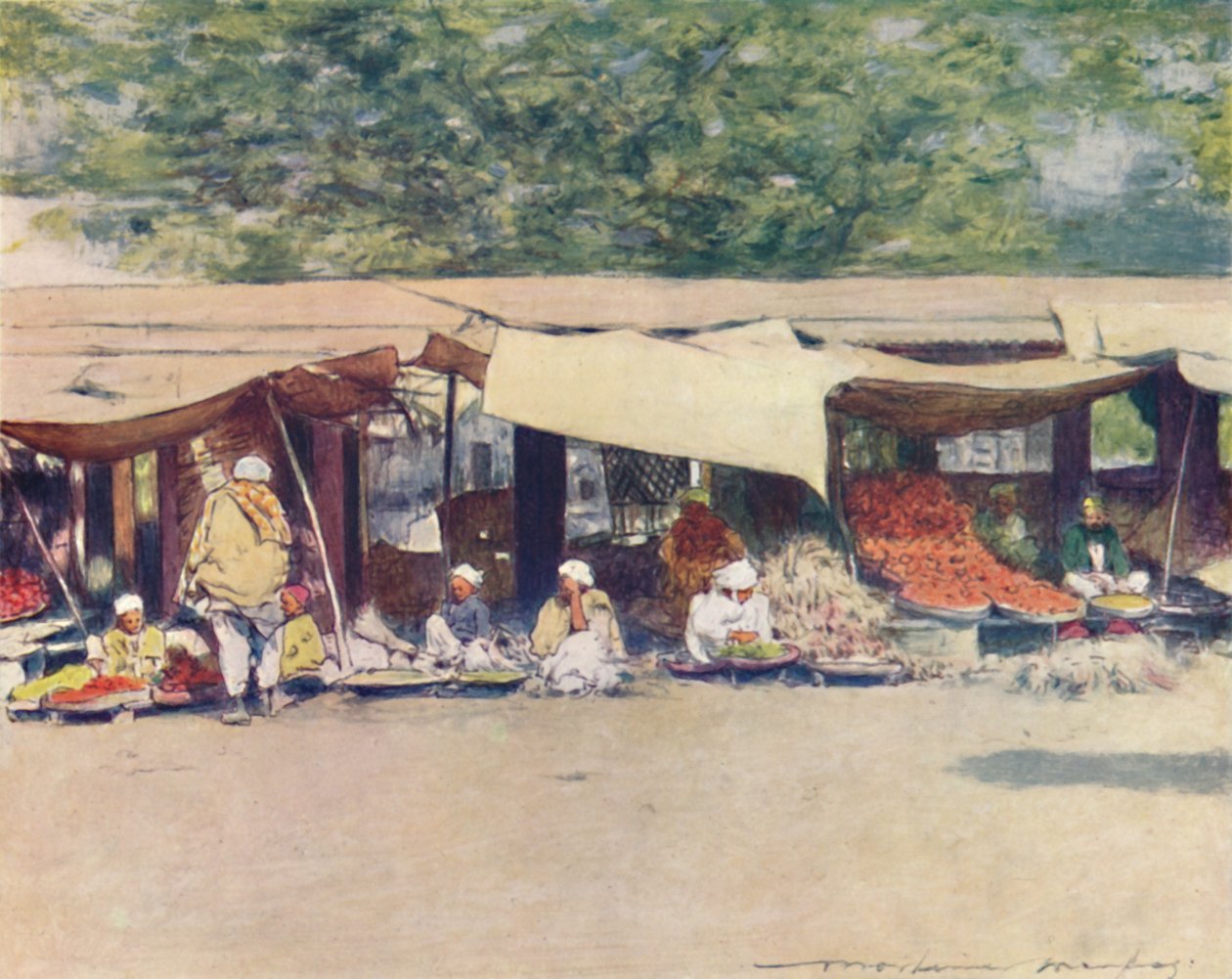 Markkinapäivä Peshawurissa, 1905 tekijältä Mortimer Ludington Menpes