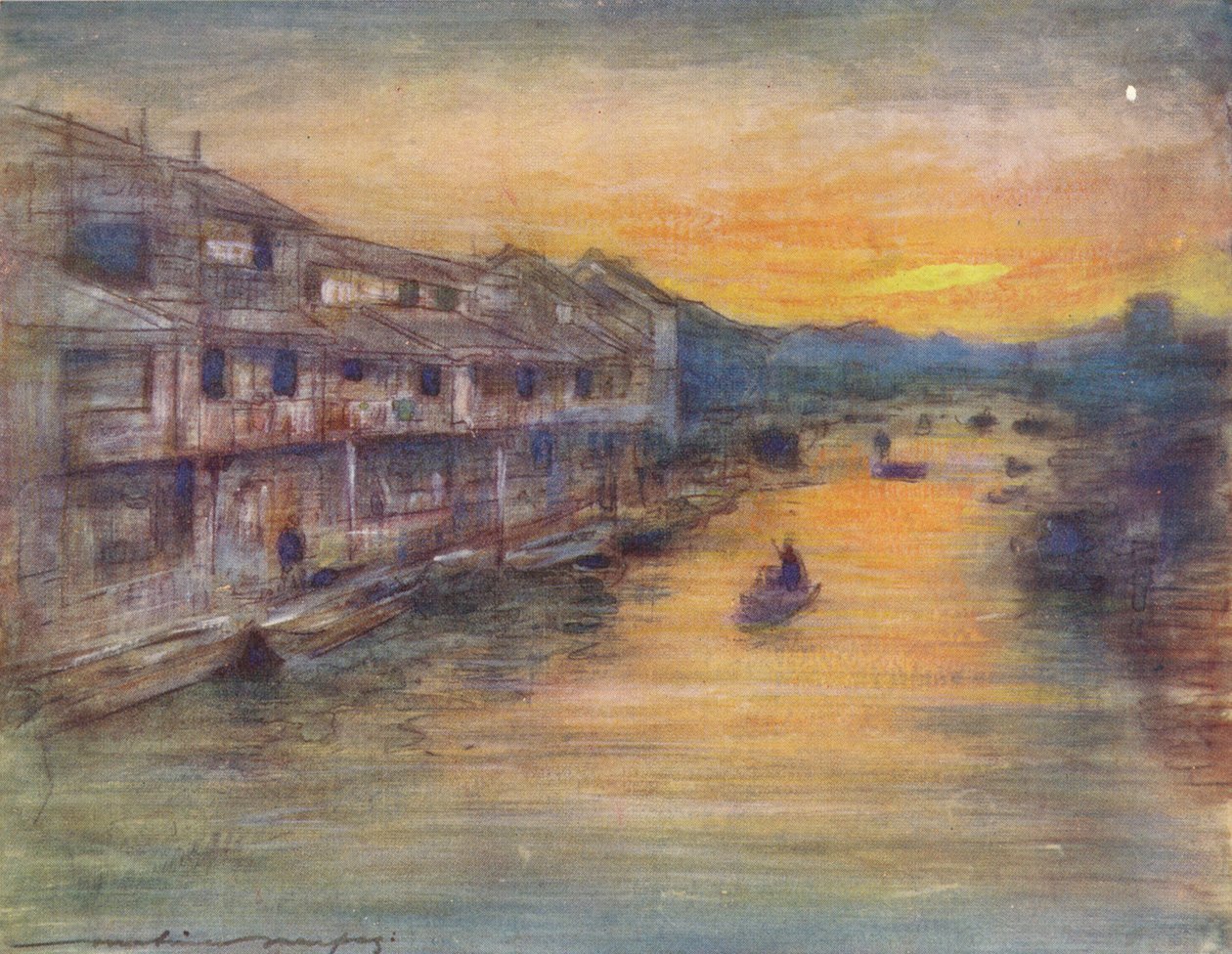 Suurella kanavalla, Osaka, c1887, 1901 tekijältä Mortimer Ludington Menpes