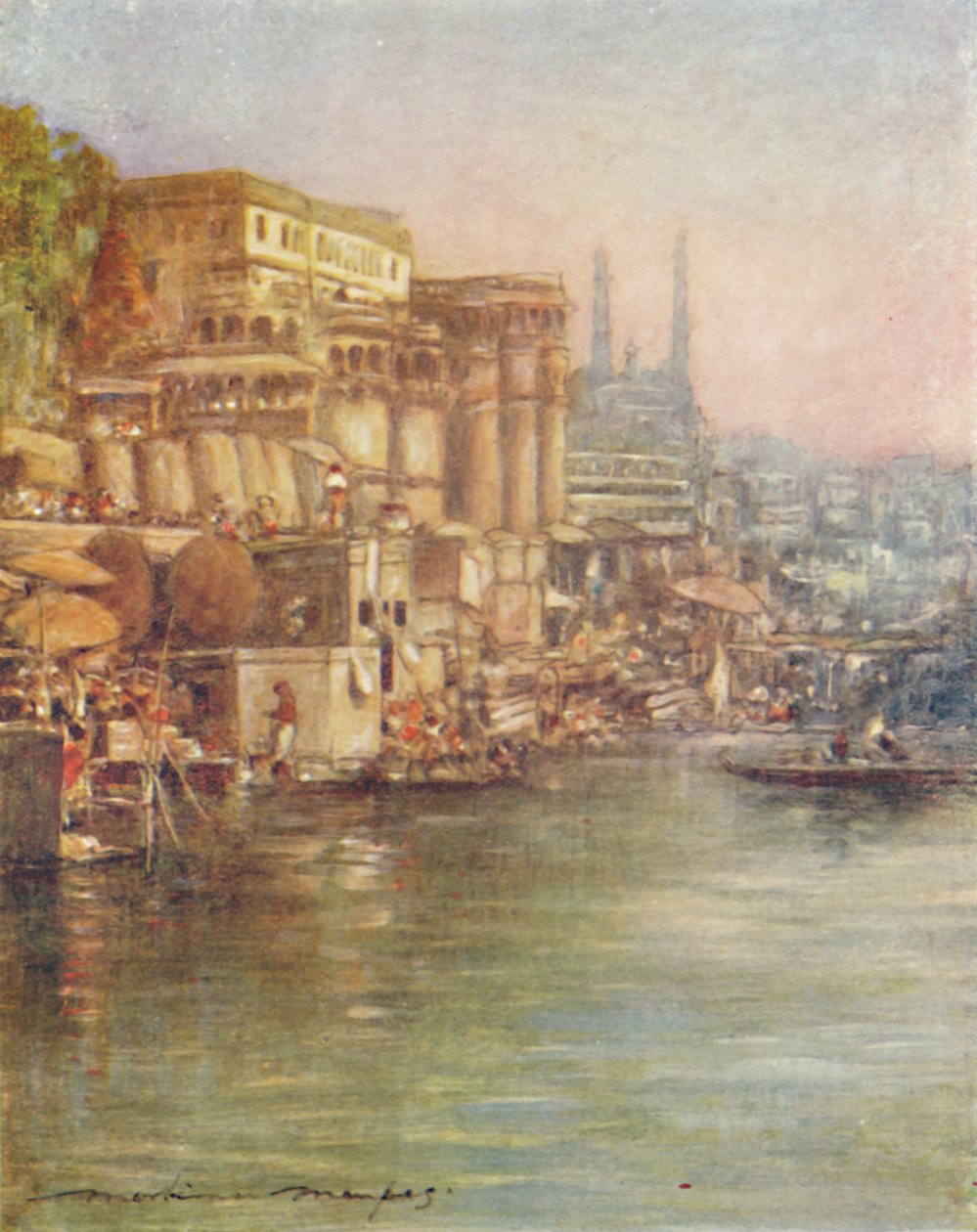 The River Front, Benares, 1905 tekijältä Mortimer Ludington Menpes
