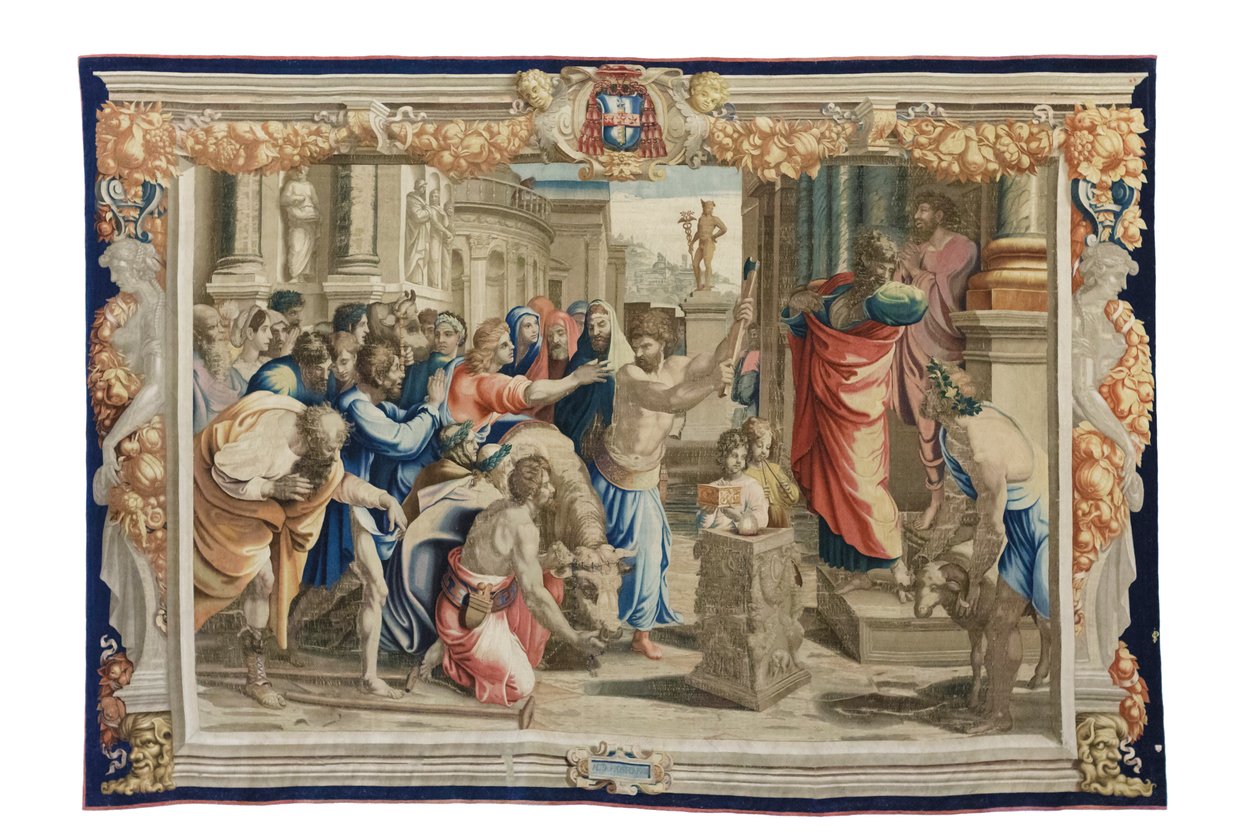 Listrin uhri, noin 1630 (Rafaelin piirroskuviin perustuva seinävaatekangas). tekijältä Mortlake Tapestry Manufactory