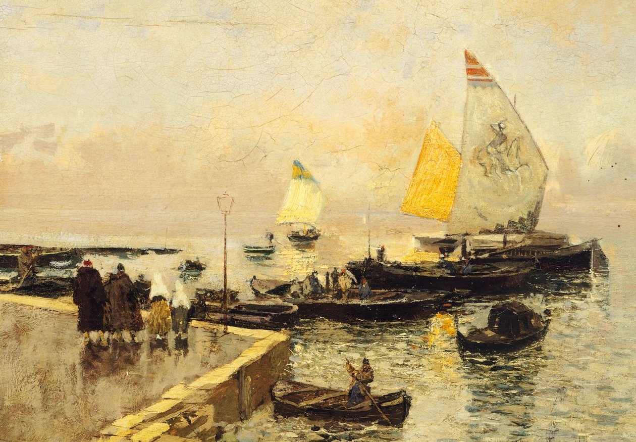 Hiiliveneet Chioggiassa, kirjoittanut Mose Bianchi (1840-1904). tekijältä Mose Bianchi