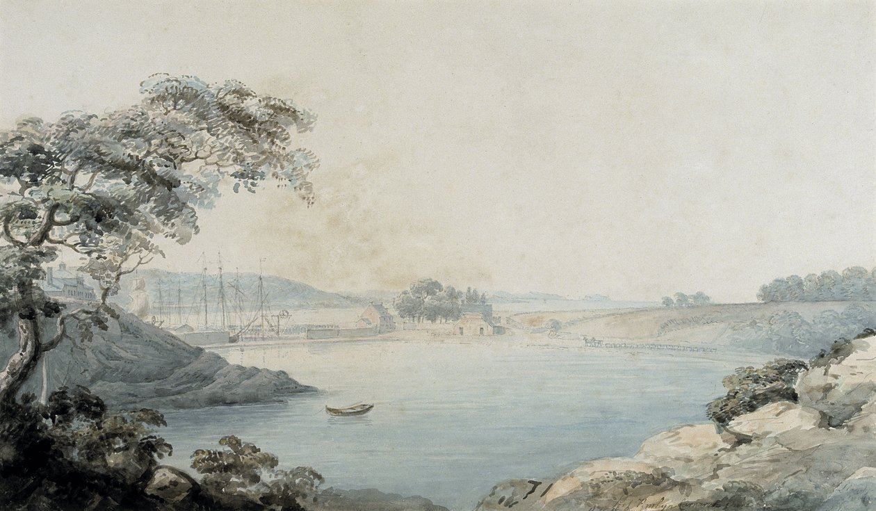 Port Penrhyn (akvarelli ja kynä paperille) tekijältä Moses Griffith