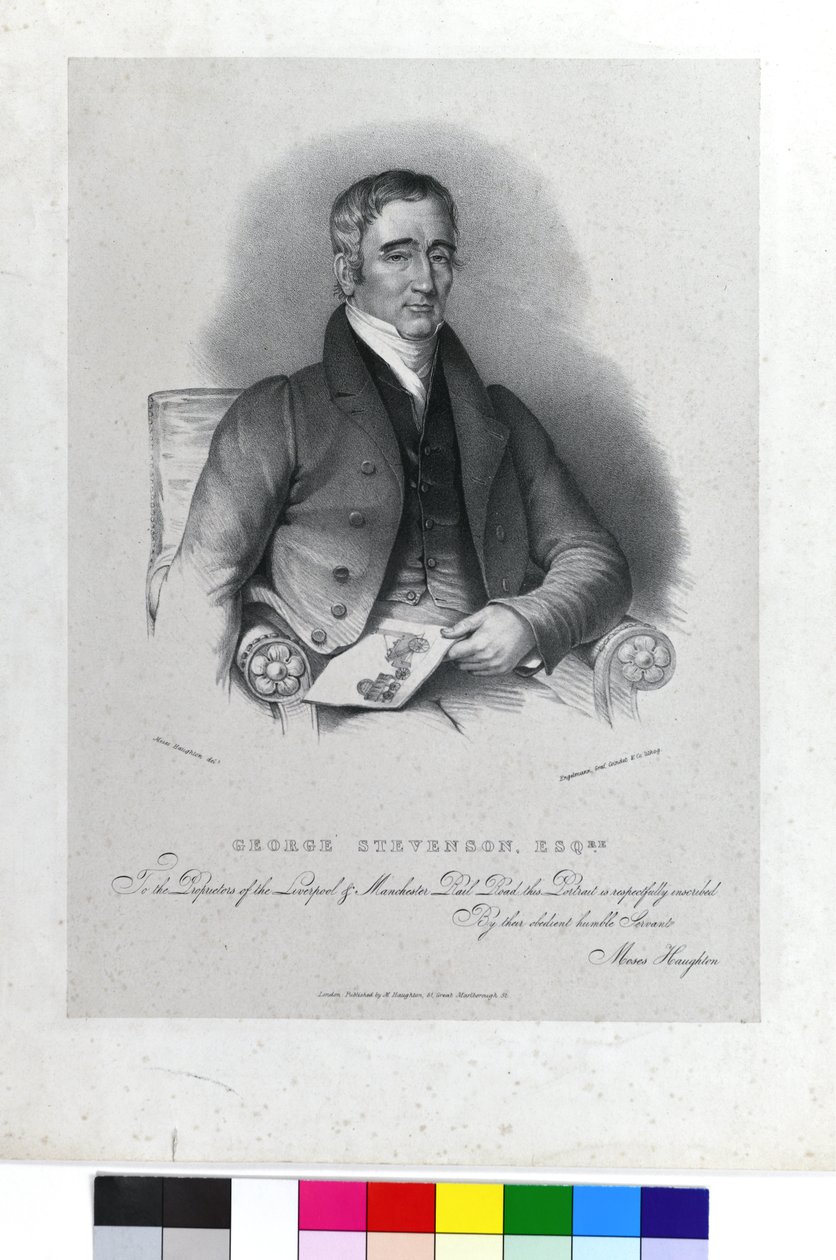 George Stephenson, Esqre., noin 1830 (litografia paperille). tekijältä Moses the Younger (after) Haughton