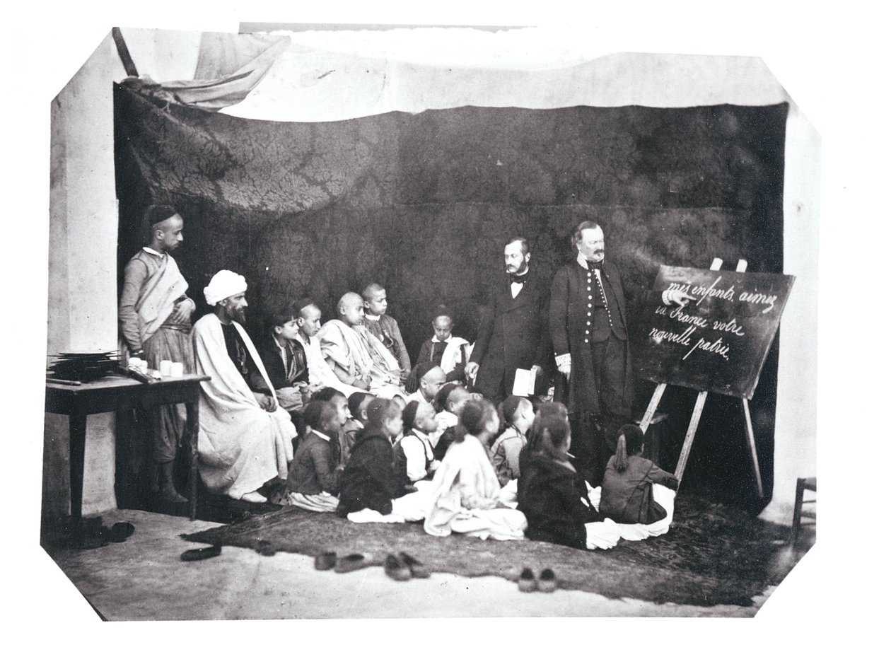 Ranskalainen koulu Algeriassa, n.1860 bw kuva katso myös 438857 tekijältä Moulins