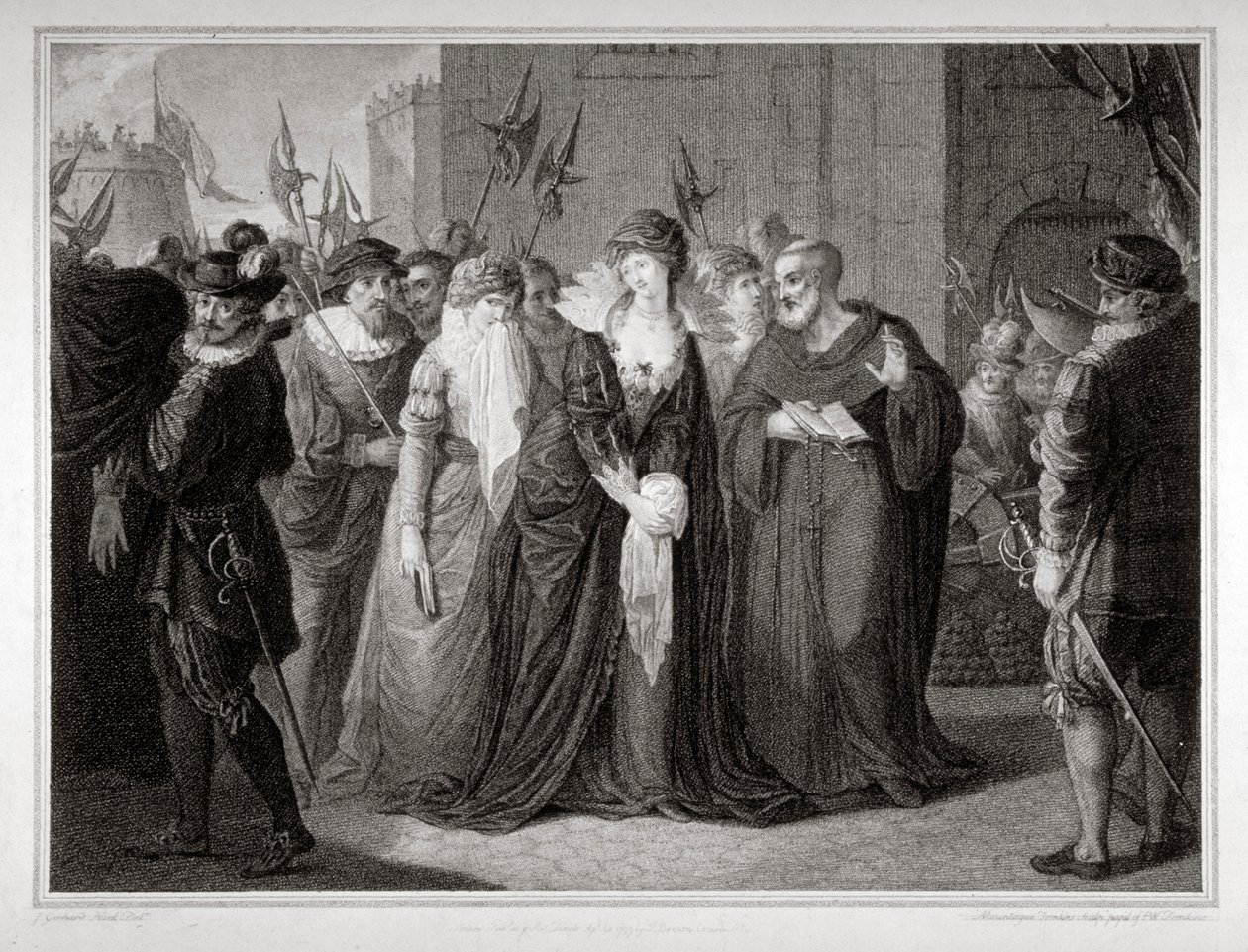 Lady Jane Gray johdatettiin teloitukseensa Lontoon Towerissa, 1554 1797 tekijältä Mountague Tomkins