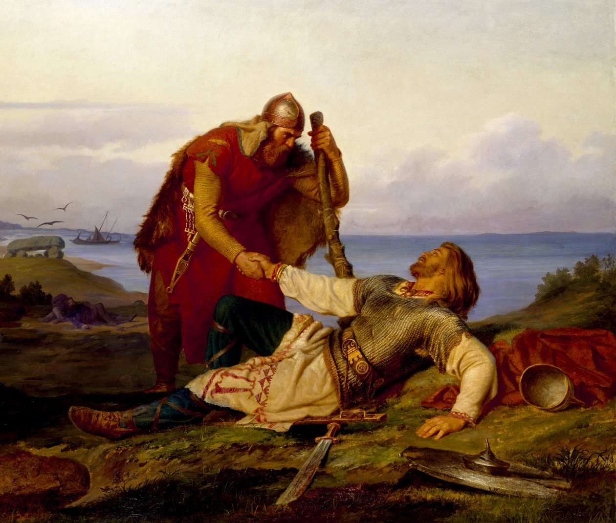 Hjalmar jättää hyvästit Örvar-Oddrille Samsøn taistelun jälkeen vuonna 1866. tekijältä Mårten Eskil Winge